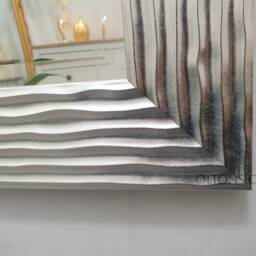 Delphine Wave Design Wall Mirror Silver Chrome Wooden Frame Bevelled Glass 69x95cm - thumbnail 4