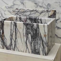 Hand Carved Lilac Marble Wall Mounted Sink With Backsplash - thumbnail 3