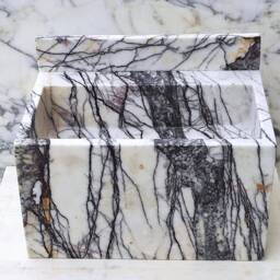 Hand Carved Lilac Marble Wall Mounted Sink With Backsplash - thumbnail 2