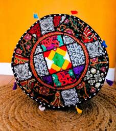 Indian Pouf Cover. Patchwork Ottoman. Handmade Home Deco - thumbnail 1