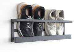Metal Wall Mounted Shoe Rack, Industrial Entryway Organizer - thumbnail 1