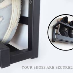 Metal Wall Mounted Shoe Rack, Industrial Entryway Organizer - thumbnail 2