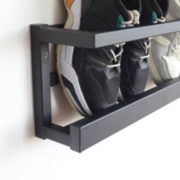 Metal Wall Mounted Shoe Rack, Industrial Entryway Organizer - thumbnail 4