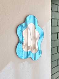 The Blue Wavy Mirror - Colourful Wall Art