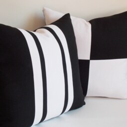 Black & White Throw Pillow Cover Set Cotton Canvas, 18x18 - thumbnail 3