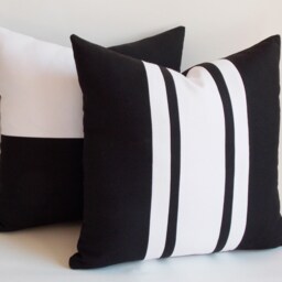 Black & White Throw Pillow Cover Set Cotton Canvas, 18x18 - thumbnail 2