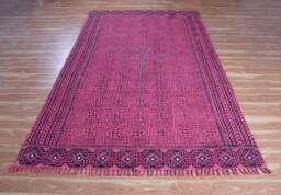 Hand Block Printed Cotton Rug Boho Indian Area Carpet - thumbnail 1