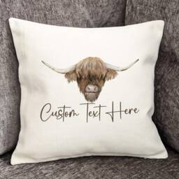 Personalised Highland Cow Cushion Cover Country Home Decor - thumbnail 3