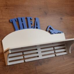 Wall Wood Decor Sport Gift For Ideas Custom Swimming Medal Holder Trophy Shelf Rack Personalized Hanger Organizer - thumbnail 2