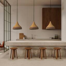 Wabi Sabi Handmade Ceramic Dome Pendant Lighting - Natural Clay Chandelier - thumbnail 2