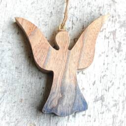 Ash Wood Angel Ornament, Wall Hanging Decoration - thumbnail 2