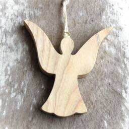 Ash Wood Angel Ornament, Wall Hanging Decoration - thumbnail 3
