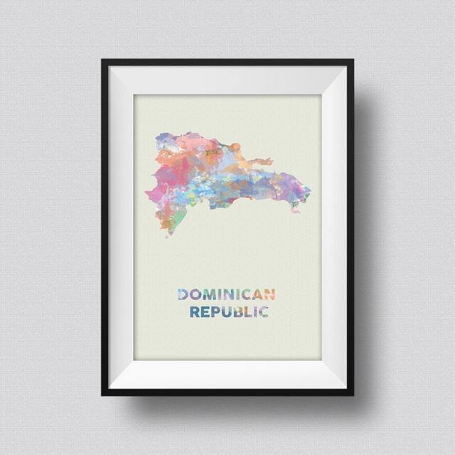Dominican Republic Watercolor Map Art Print Ink Splash Poster Canvas