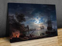 Moonlight, 1772 Claude-Joseph Vernet, Wall Hangins, Canvas Print Art Framed Only - thumbnail 1