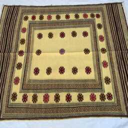 Handwoven Kilim Square Wool Rug 4.11x4.4 Ft, Afghan Tribal Decor - thumbnail 3