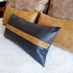 Black & Camel Lumbar Pillow Cover Modern Scandinavian Design - thumbnail 3