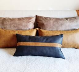 Black & Camel Lumbar Pillow Cover Modern Scandinavian Design
