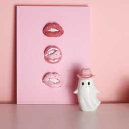 Pink Home Decor, 3D Wall Art, Lips Lipstick Canvas, Beauty Salon Wooden Sign, Retro Decor - thumbnail 2