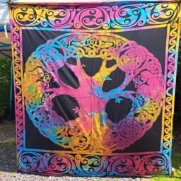 Tie Dye Celtic Tree Of Life Tapestry - Bohemian Wall Hanging - thumbnail 2