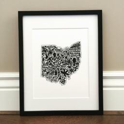 Ohio Map Art Print - Of Original Hand Drawn Map Including Landmarks, Culture, Symbols, & Cities - thumbnail 1