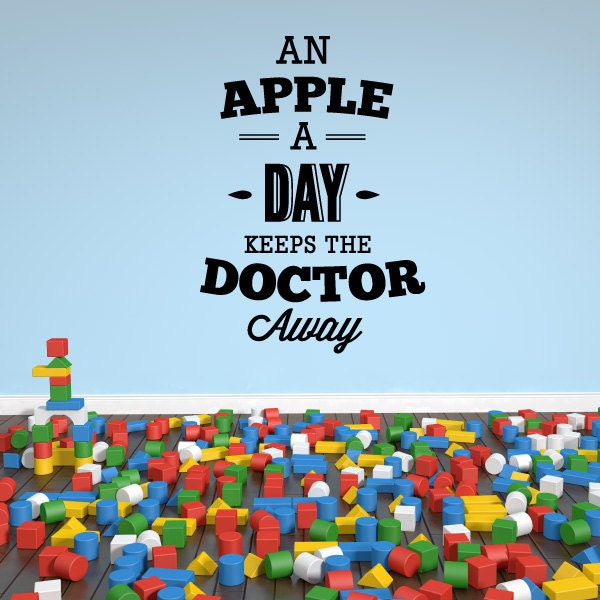 An Apple A Day Keeps The Doctor Away Food Quote Wall Decal - Vinyl Car Id008 - image 1