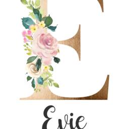 Gold Initial Personalised Print, Elephant Nursery Set Of 2 Prints, Watercolour Flowers, Animal Girls Wall Decor - thumbnail 2
