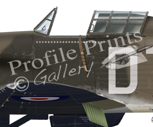 Hawker Hurricane Wwii Aircraft Print Stanford Tuck Profile Artwork A3 - image 1
