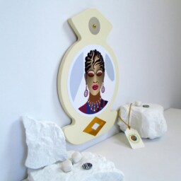 Afrofuturism Wooden Wall Art Black Woman Natural Hair Painting - thumbnail 3