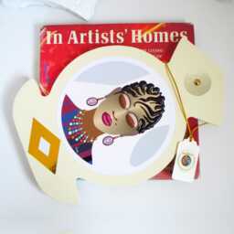 Afrofuturism Wooden Wall Art Black Woman Natural Hair Painting - thumbnail 2