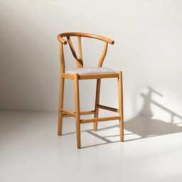 Minimal Solid Wood Bar Chair - Tall Handmade Counter Stool For Kitchen Or Dining - thumbnail 1