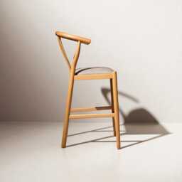 Minimal Solid Wood Bar Chair - Tall Handmade Counter Stool For Kitchen Or Dining - thumbnail 3