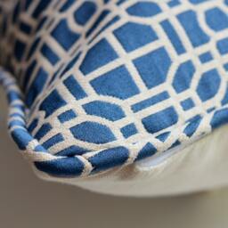 Blue Geometric Pillow Cover - Modern Indigo Cotton Throw - thumbnail 3