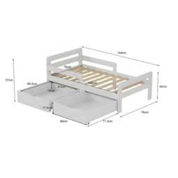Junior Wooden Kids Bed Frame With Storage Drawers White Pine - thumbnail 4