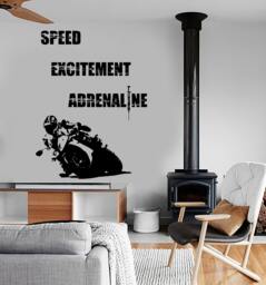 Wall Vinyl Decal Bike Biker Racing Speed Excitement Adrenaline Decor 1335Dz - thumbnail 1
