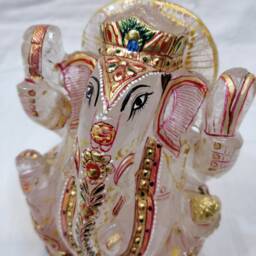 Crystal Quartz Ganesha Statue - Sphatik Lord Ganesh Idol Entrance Altar Meditation Decor Housewarming Gift - thumbnail 4