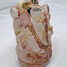 Crystal Quartz Ganesha Statue - Sphatik Lord Ganesh Idol Entrance Altar Meditation Decor Housewarming Gift - thumbnail 3