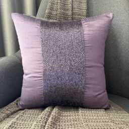 Violet Beaded Stripes Decorative Throw Pillow Cover, 16x16 Modern Style Designer Sofa/Couch/Bed/Outdoor Toss Cushion Cover - Center - thumbnail 3