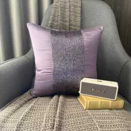 Violet Beaded Stripes Decorative Throw Pillow Cover, 16x16 Modern Style Designer Sofa/Couch/Bed/Outdoor Toss Cushion Cover - Center - thumbnail 2