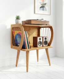 Mid-Century Modern Record Player Stand, Vinyl Storage Cabinet, Wooden Turntable Stand