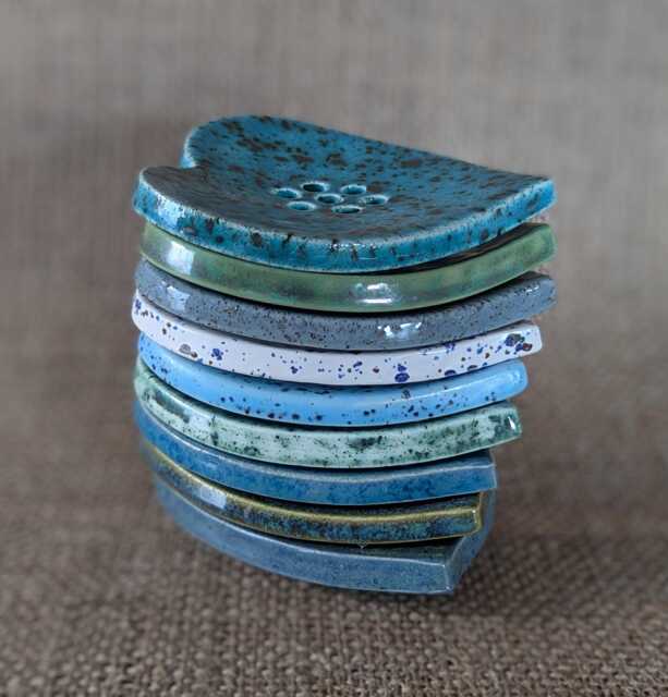 Ceramic Heart Shaped Soap Dish - Coastal Colours - image 1