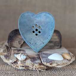 Ceramic Heart Shaped Soap Dish - Coastal Colours - thumbnail 2