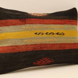 Lumbar Pillow 12x20 in - 20x50 cm Turkish Kilim Cover Handmade Home Living Boho Vintage Throw Covers Old Cushion 4Oef-487 - thumbnail 2