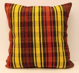 Vintage Kilim Pillow Cover, Turkish Wool Cushion, Bohemian Decor - 24x24 - thumbnail 1