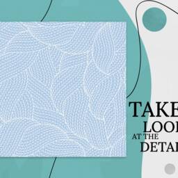 Leafy Herringbone Print Vinyl Flooring, Blue Sheet White Flooring Linoleum, 3D Linoleum in Roll, Custom - thumbnail 2