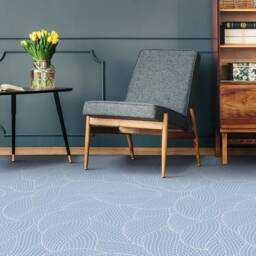 Leafy Herringbone Print Vinyl Flooring, Blue Sheet White Flooring Linoleum, 3D Linoleum in Roll, Custom - thumbnail 3