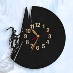 Big Wall Clock Ice-Climbing, Ice-Climber Gift, Non-Ticking, Wooden Mountain Art Decor Gift, 12 Or 18 Inches #162 - thumbnail 2