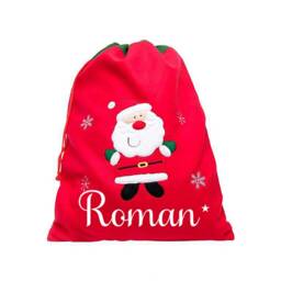 Personalized Plush Santa Christmas Sack Deluxe Felt Stocking - thumbnail 2
