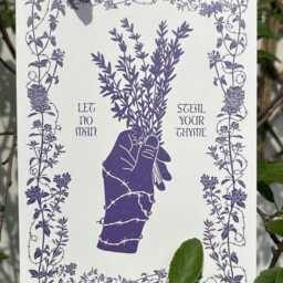 Let No Man Steal Your Thyme - A5 Flowers & Barbed Wire Print 100% Recycled Textured Stock - thumbnail 3