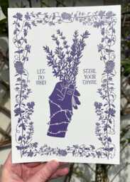 Let No Man Steal Your Thyme - A5 Flowers & Barbed Wire Print 100% Recycled Textured Stock - thumbnail 1