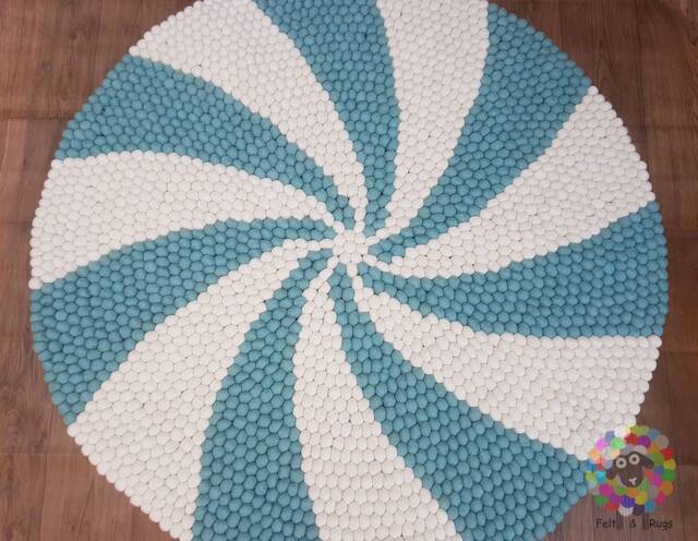 Handmade Wool Felt Ball Rug Spiral Design, 90-250 cm - image 1